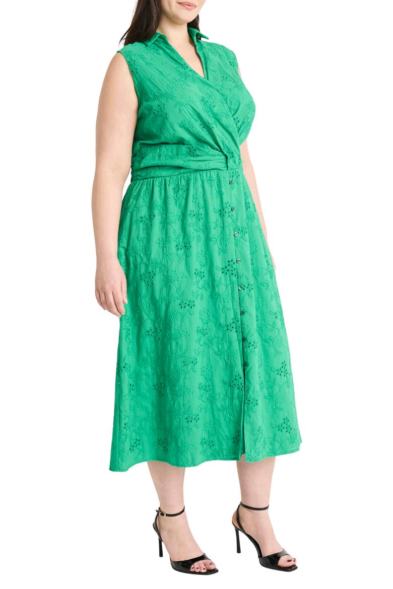 Eyelet Front Wrap Sleeveless Maxi Dress, Alternate, color, JELLY BEAN