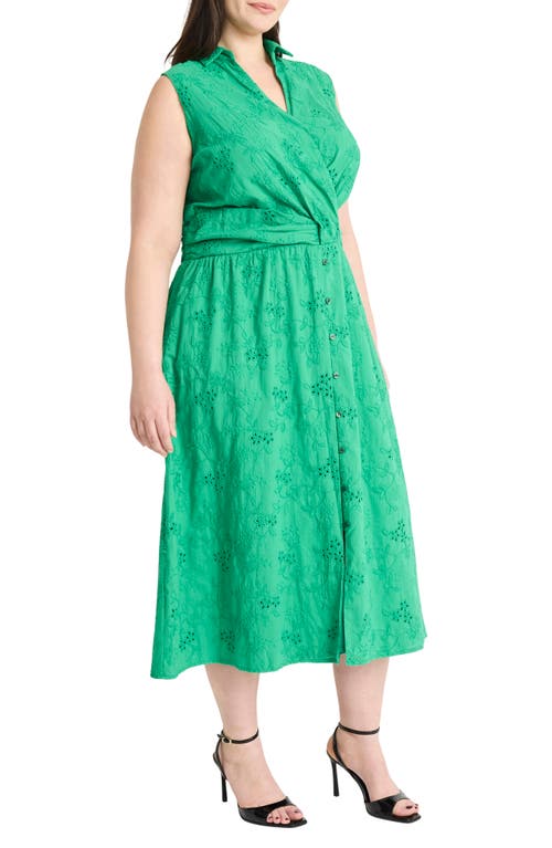 Maggy London Eyelet Front Wrap Sleeveless Maxi Dress In Jelly Bean