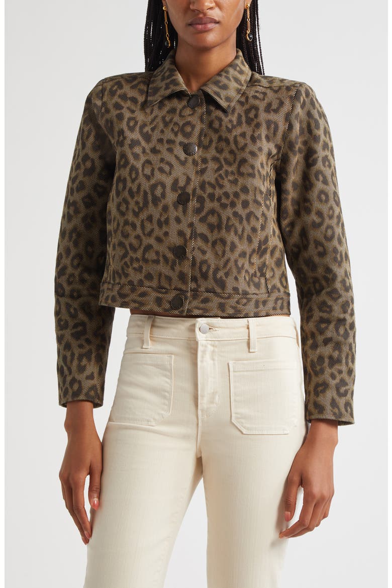 Marla Leopard Print Crop Cotton Jacket, Main, color, TAN MULTI LEOPARD