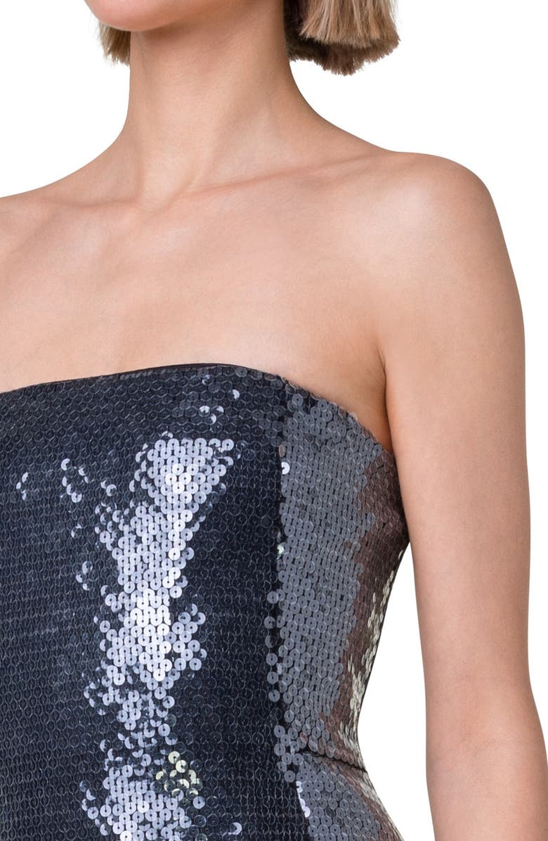 Akris Sequin Strapless Gown, Alternate, color, 009 Black