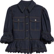 Cinq à Sept Guipure Lace Trim Peplum Jacket