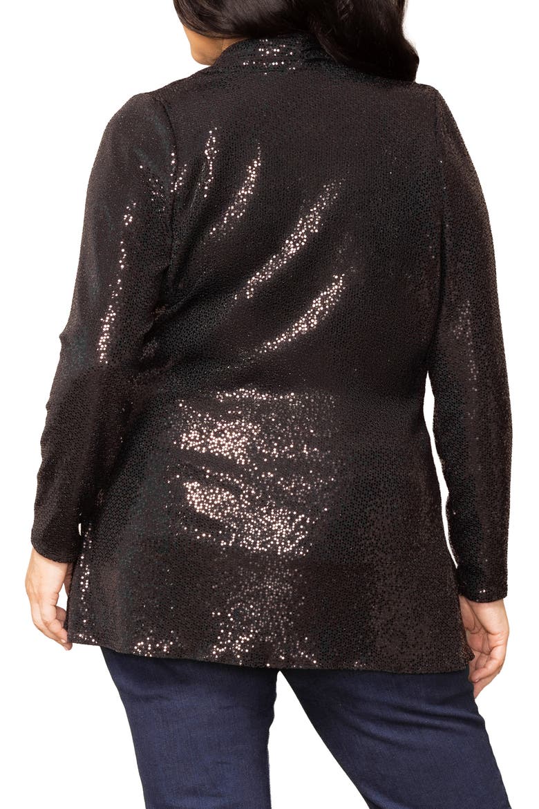 Glitz & Glam Sequin Tie Waist Jersey Jacket, Alternate, color, ONYX