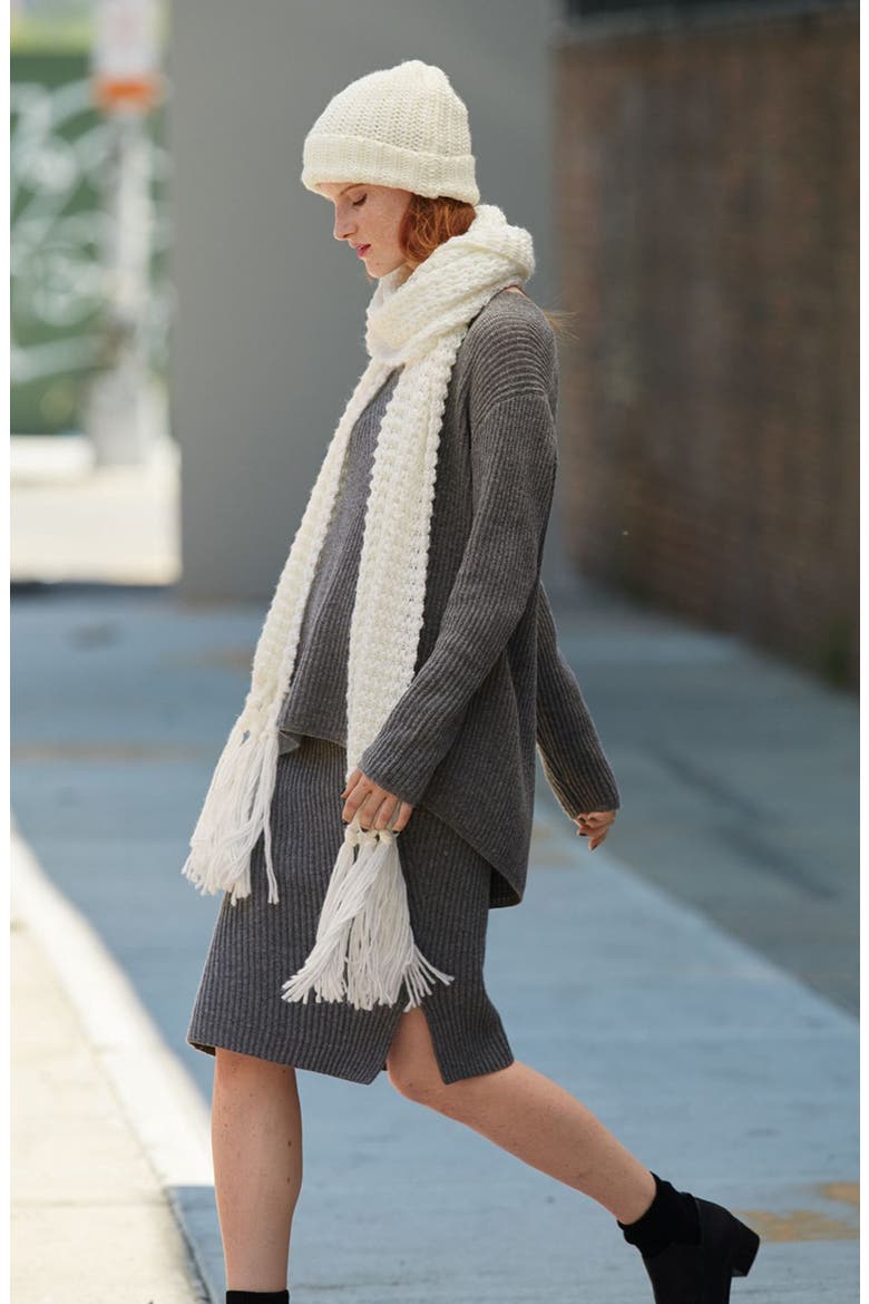 Chunky Marled Scarf, Alternate, color, BLACK