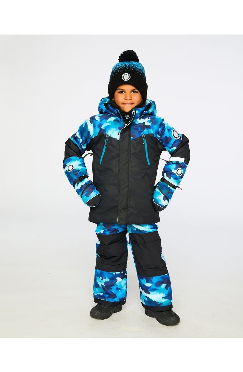 Deux par Deux Boys Winter Mittens Teknik Camo, Alternate, color, Teal Blue Camouflage
