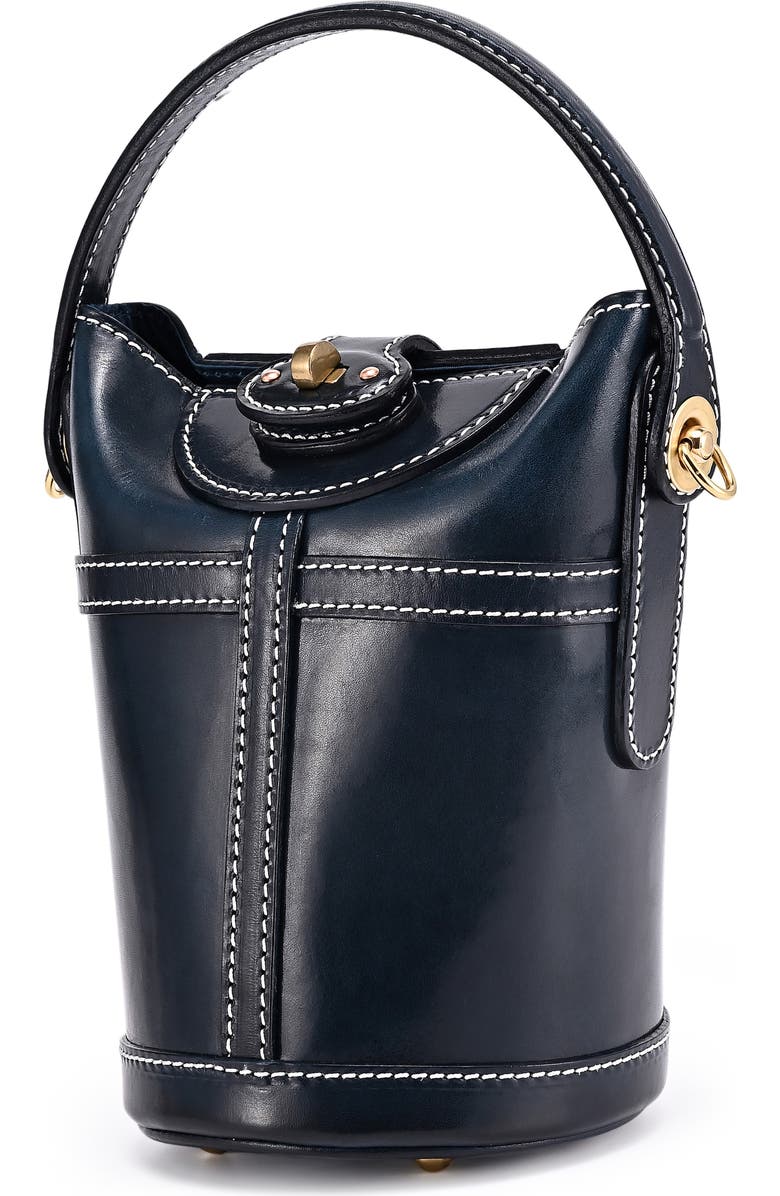 OLD TREND Begonia Genuine Leather Vintage Bucket Crossbody, Alternate, color, Navy