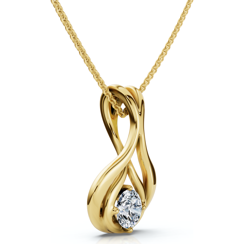 Bliss Diamond 1/5ct Solitaire Lotus Diamond Pendant 14k Gold 18" Necklace Lab Grown In Gold