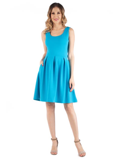 Maternity Sleeveless Pleated Dress with Pockets