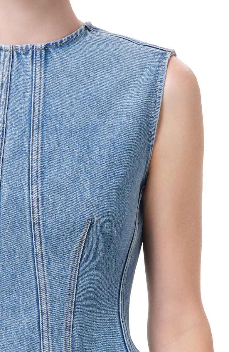 AGOLDE Corbin Denim Peplum Top, Alternate, color, Danton Md Vint Tinted Ind