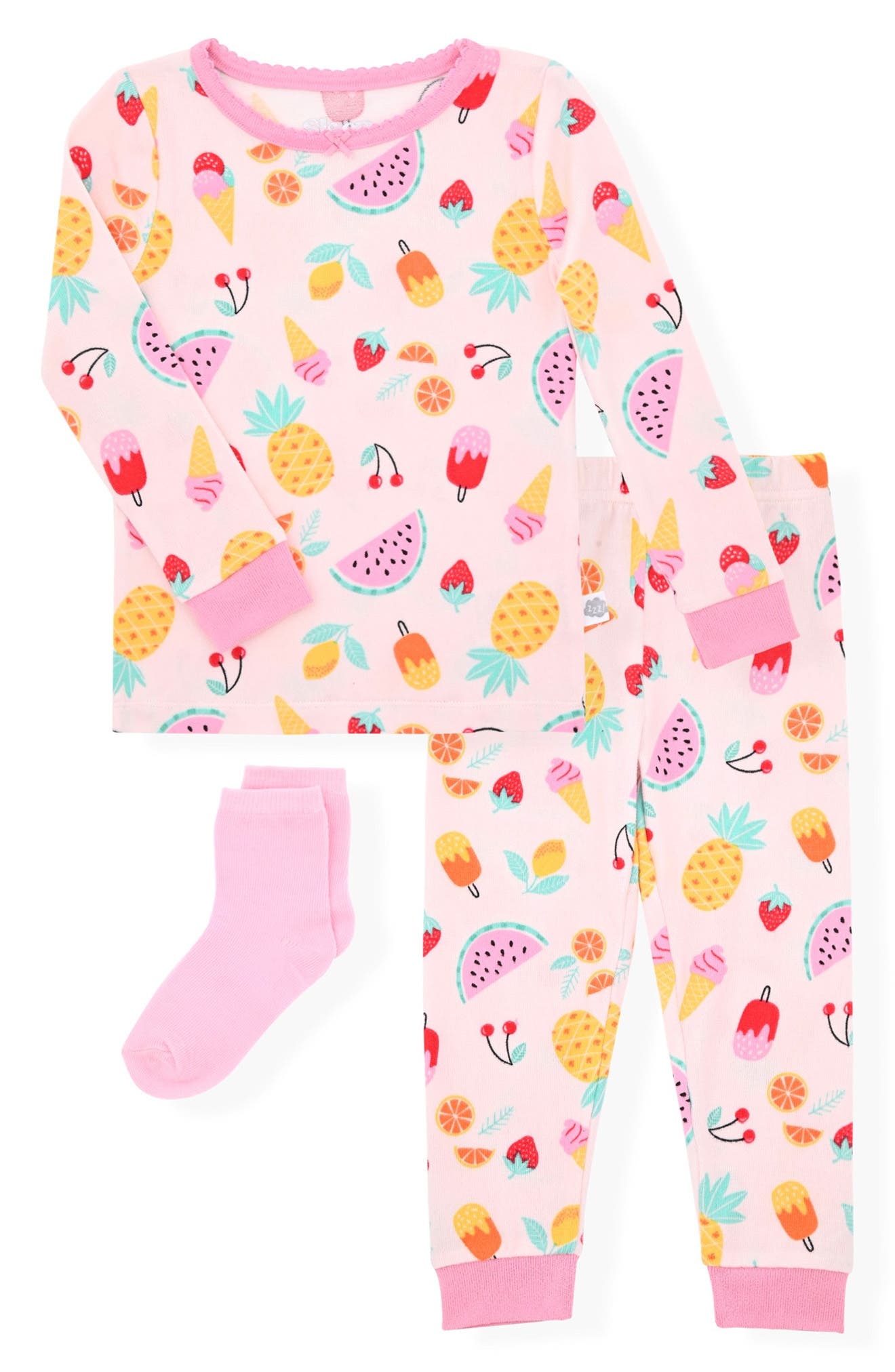 SLEEP ON IT Fitted Two-Piece Pajamas & Socks Set