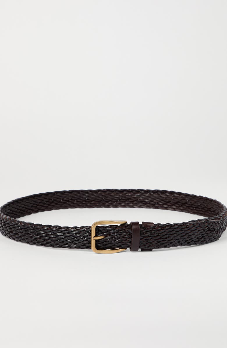 Brunello Cucinelli Calfskin belt, Alternate, color, Brown