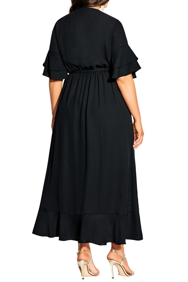 Flutter Me Wrap Maxi Dress, Alternate, color, BLACK