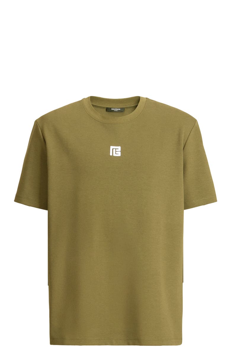 Balmain Printed Balmain Bloom T-shirt, Alternate, color, Khaki