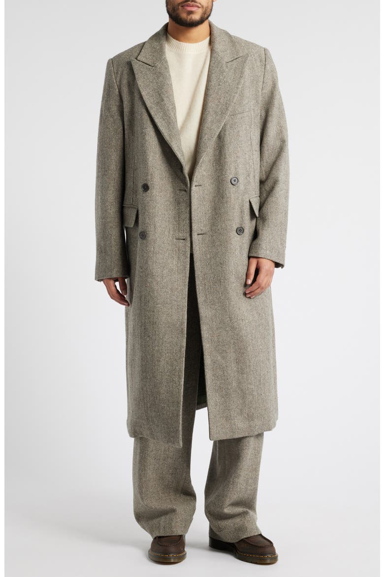 Manor Herringbone Tweed Wool & Silk Coat, Alternate, color, GREY HERRINGBONE