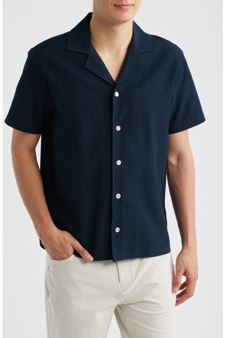 Kadin Short Sleeve Stretch Button-Up Shirt, Main, color, NAVY