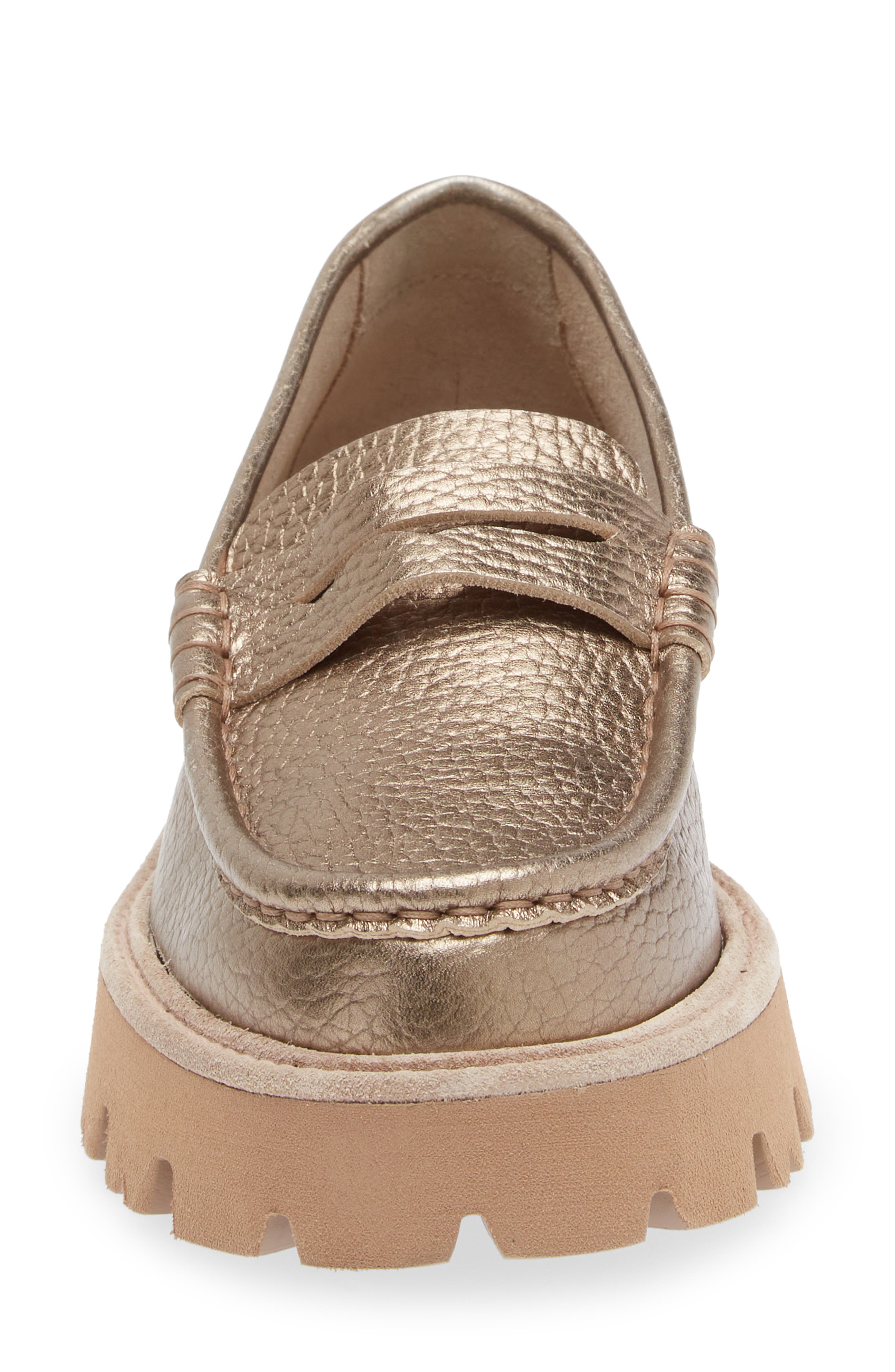 Sebas Lug Metallic Penny Loafer, Alternate, color, DESERT CERVO LAME