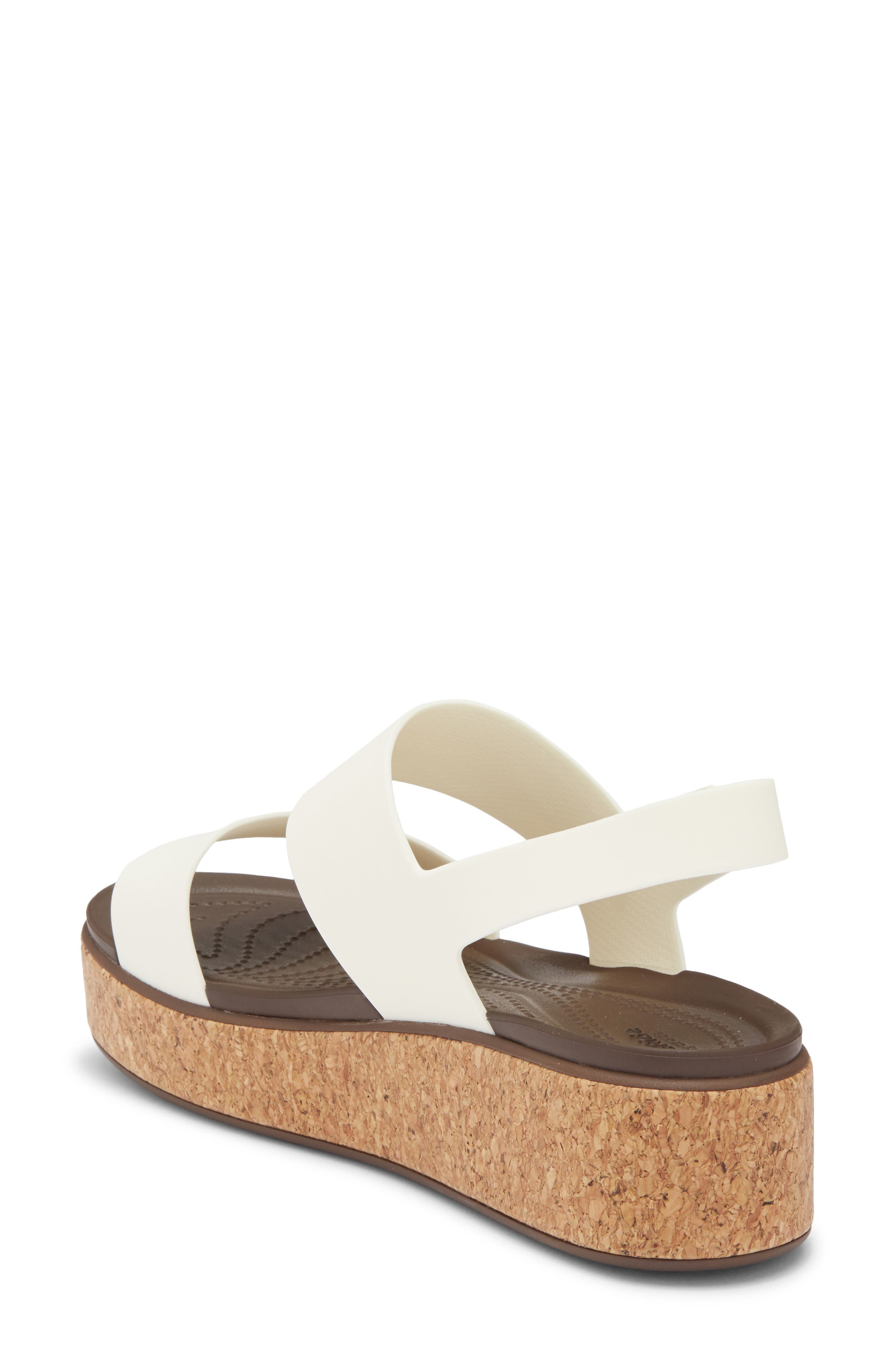 CROCS Brooklyn Cork Low Platform Wedge Sandal, Alternate, color, Chalk