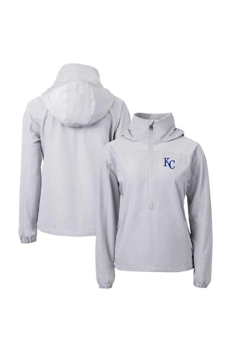 Cutter & Buck Women's Cutter & Buck  Gray Kansas City Royals Charter Eco Recycled Half-Zip Anorak Jacket, Alternate, color, 