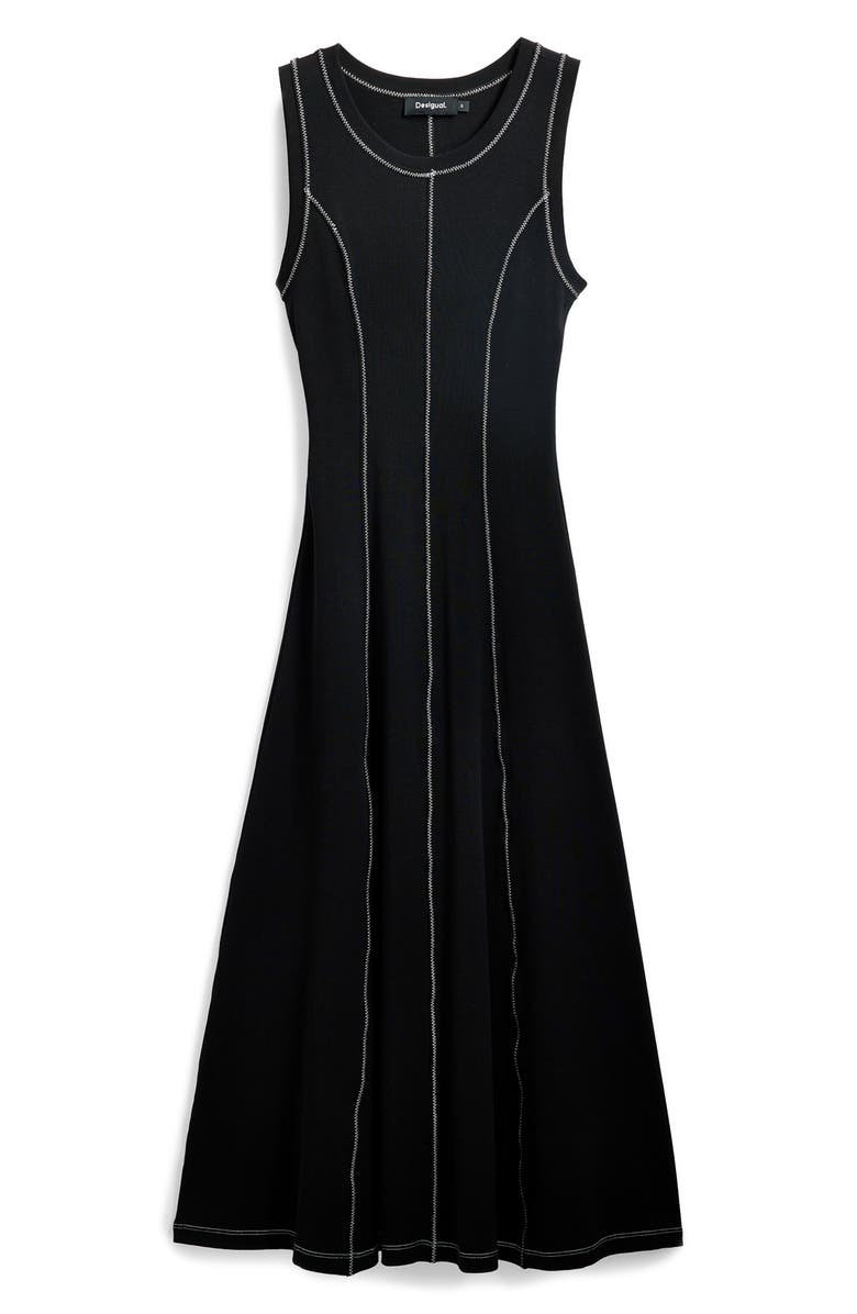 Desigual Sleeveless A-Line Midi Dress, Alternate, color, Black