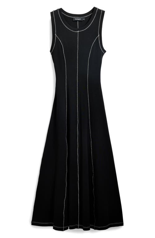 Desigual Sleeveless A-line Midi Dress In Black