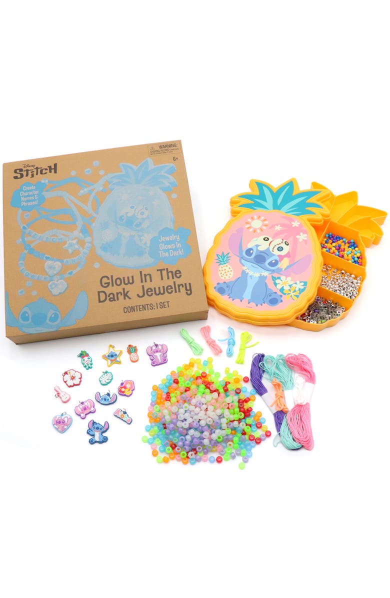 Disney Glow In The Dark Jewelry, Stitch, DIY Craft Activity Set, Main, color, Multicolored