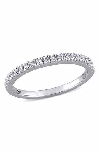 10K White Gold Plated Sterling Silver Dew Created Moissanite Band Ring