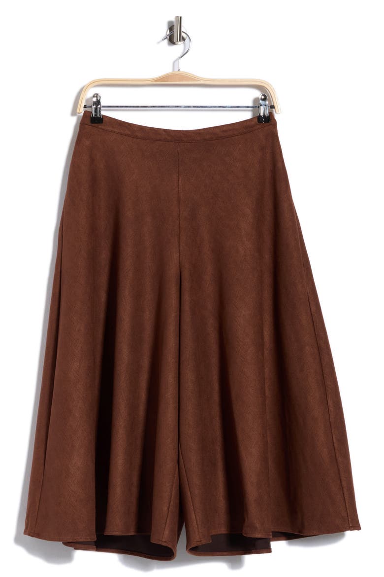 Textured Faux Suede Culottes, Main, color, MAPLE SYRUP