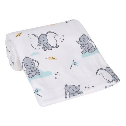 Lambs & Ivy Disney Baby Dumbo Elephant Minky/fleece Faux Shearling Baby Blanket In White