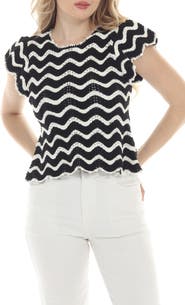 RAIN AND ROSE Zigzag Crochet Top