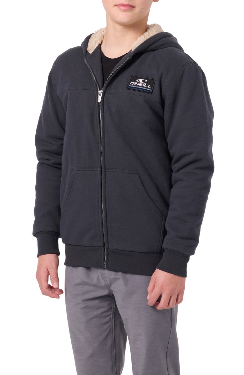 O'Neill Kids' Fifty Two Faux Fur Lined Zip-Up Hoodie, Alternate, color, Phantom