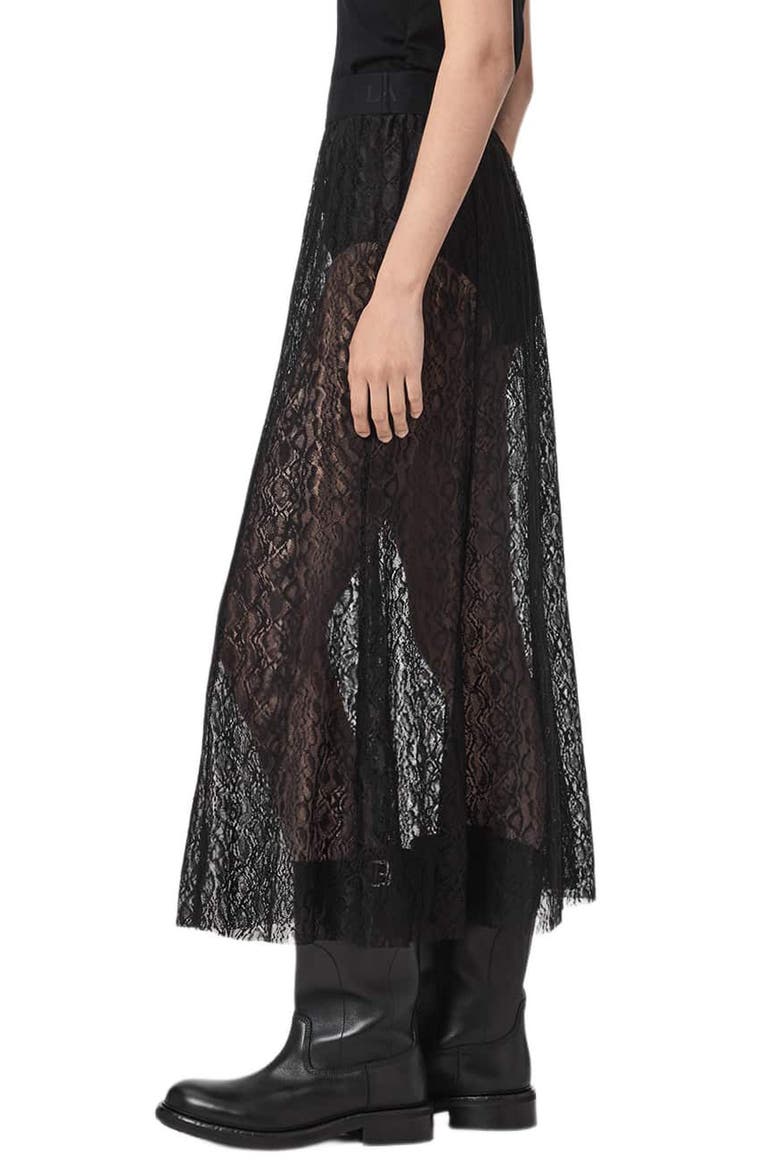 Arran Snakeskin Texture Maxi Skirt, Alternate, color, BLACK