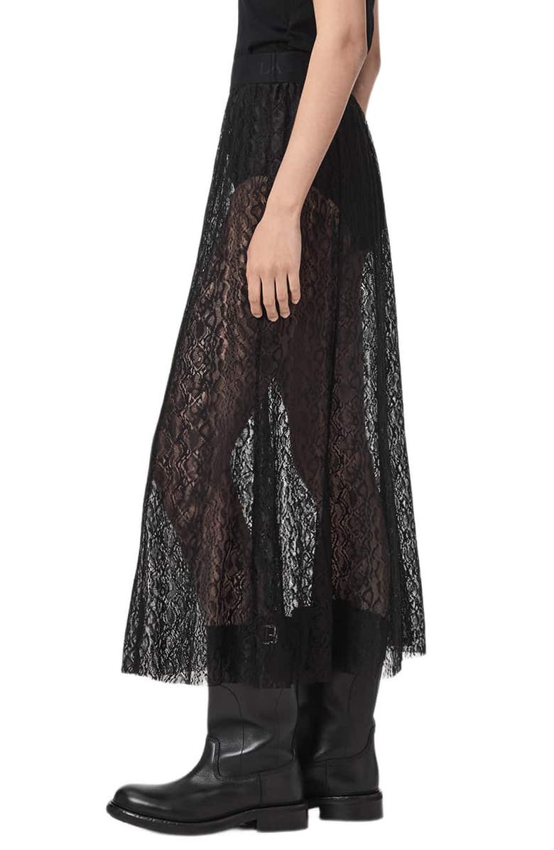 AllSaints Arran Snakeskin Texture Maxi Skirt, Alternate, color, Black