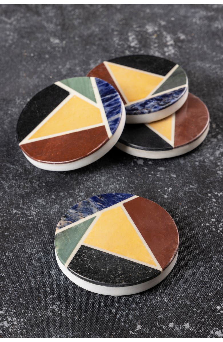 GAURI KOHLI Bennett Marble Coasters, Main, color, White
