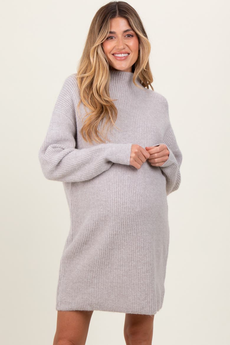 Mock Neck Mini Sweater Dress, Main, color, Heather Grey