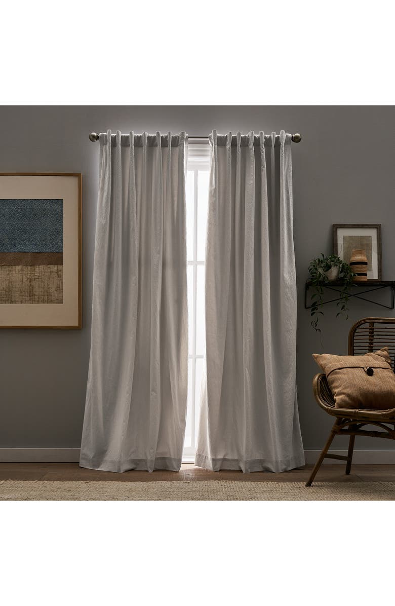Peri Home Sanctuary Set of 2 Lined Linen Curtain Panels, Alternate, color, White