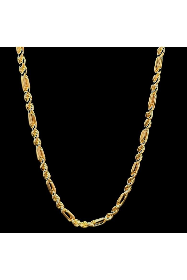 14K Figaro Rope Link 4mm 20in 8g Chain Necklace, Alternate, color, Yellow Gold