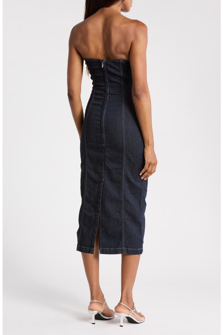 Esme Strapless Denim Midi Dress, Alternate, color, CRESCENT HARBOR