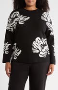 T Tahari Floral Mock Neck Sweater