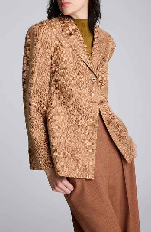Kenneth Cole Snake Embossed Three Button Contoured Jacket In Brown