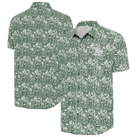 Men's Antigua Green Athletics Resort Button-Up Shirt