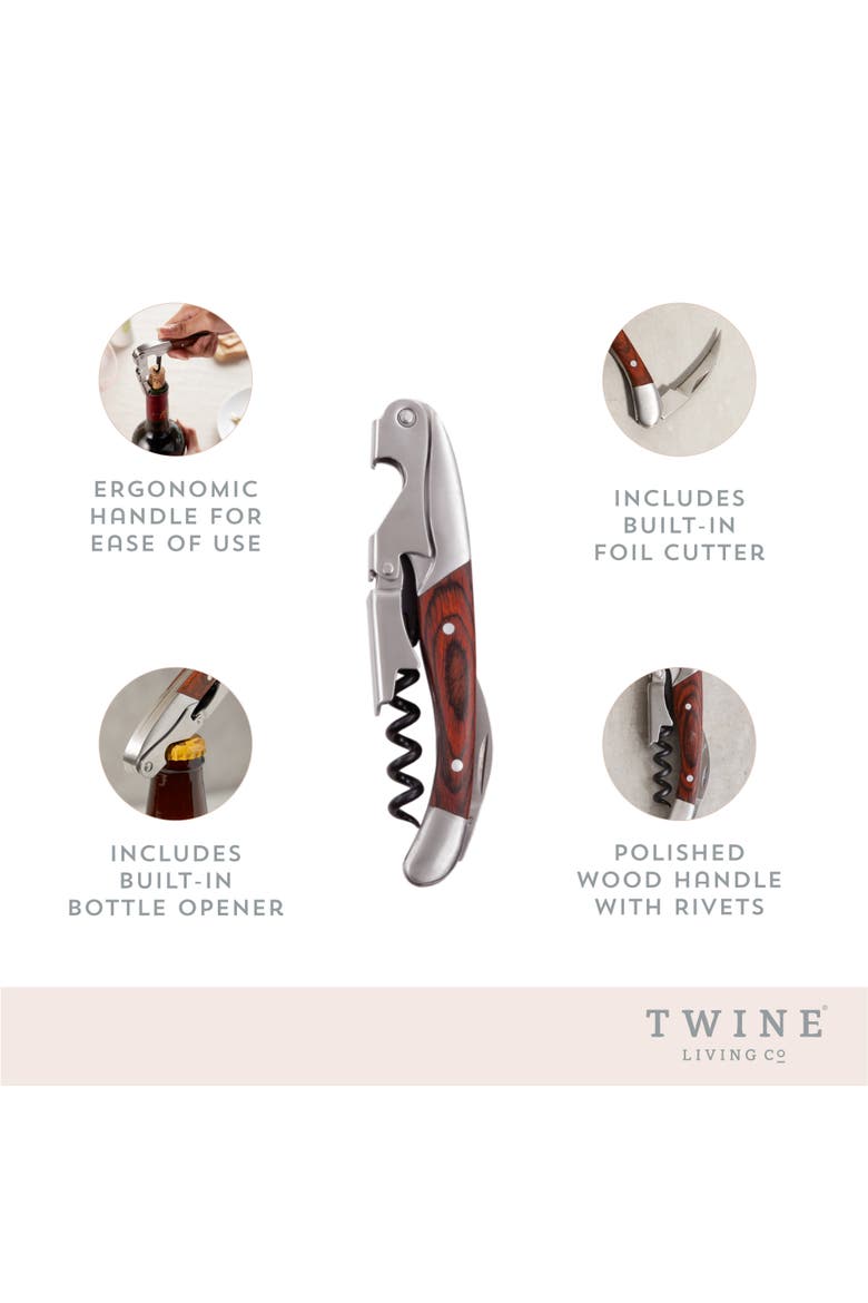 Wooden Handled Double-Hinged Corkscrew, Alternate, color, Wood