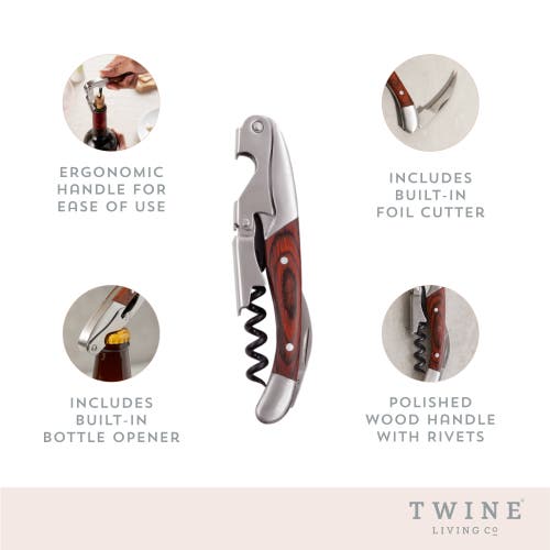 Twine Chateau Wooden Double Hinged Corkscrew In Wood