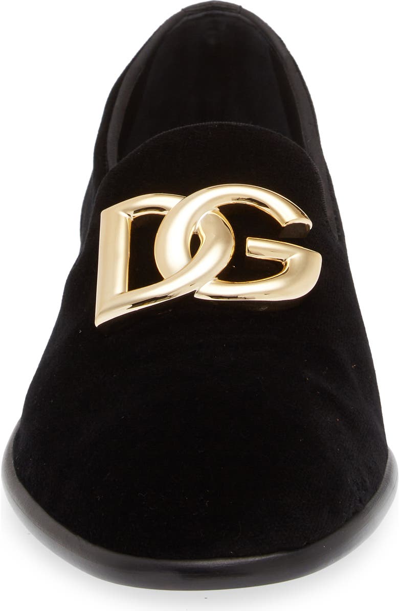 Dolce&Gabbana Leonardo Velvet Loafer, Alternate, color, 80999 Black