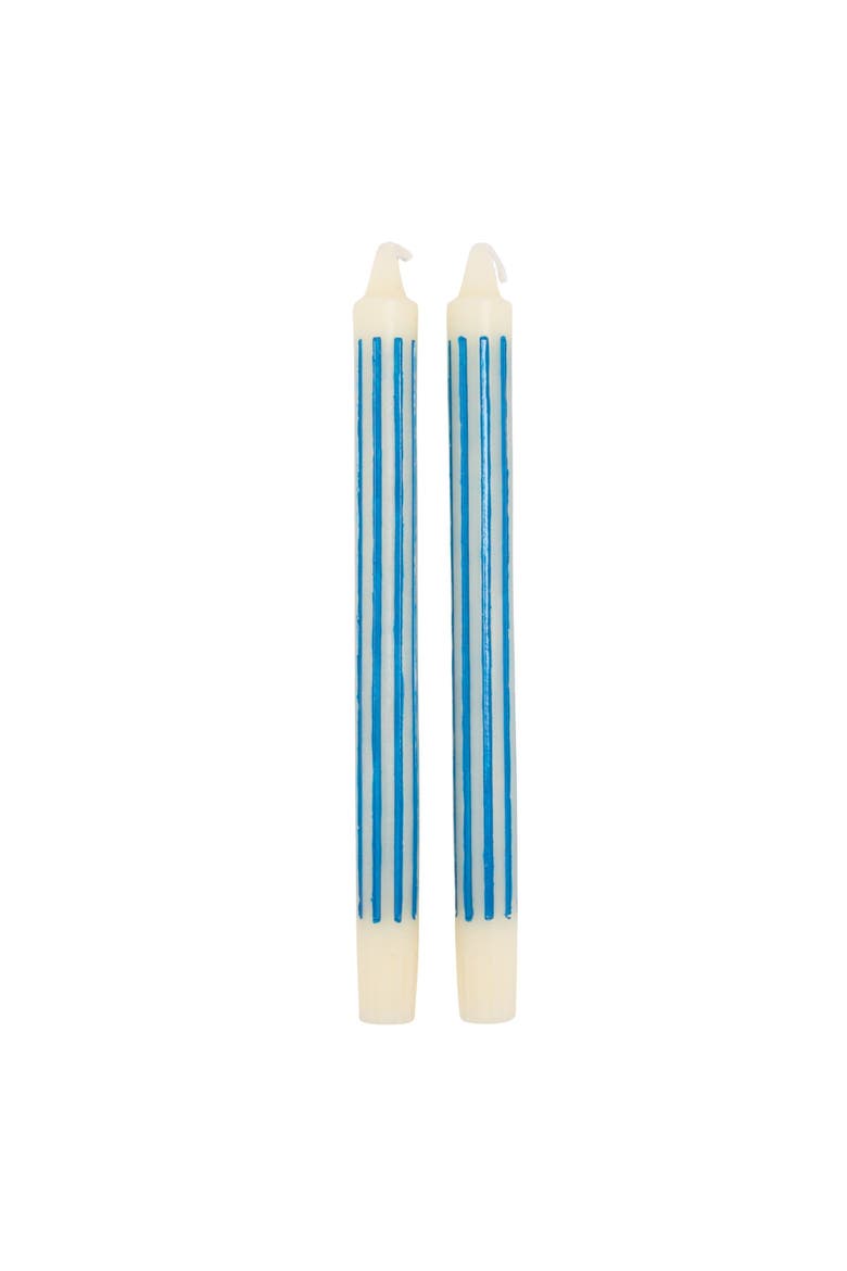 2-Piece Unscented Vertical-Striped Taper Candles, Alternate, color, Blue