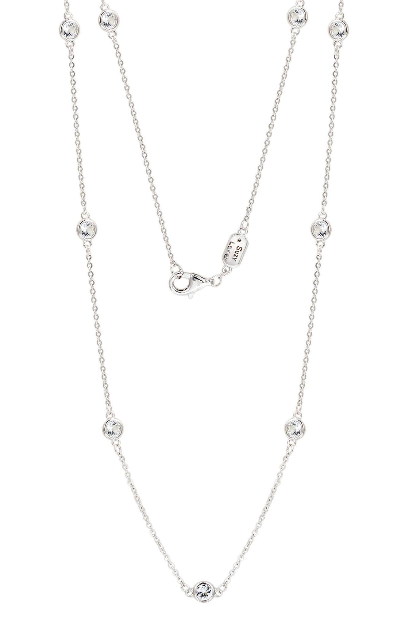 SUZY LEVIAN Sterling Silver White Topaz Station Necklace