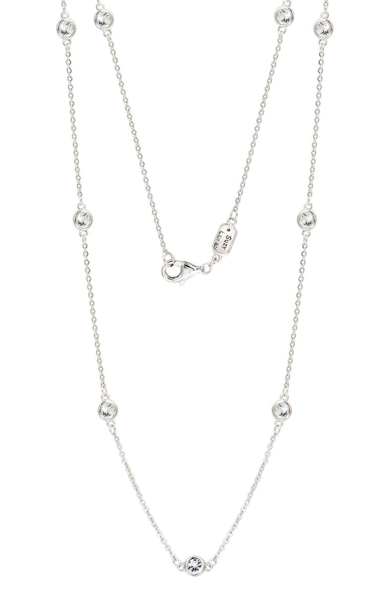 SUZY LEVIAN Sterling Silver White Topaz Station Necklace, Main, color, White