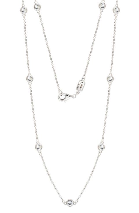 Sterling Silver White Topaz Station Necklace
