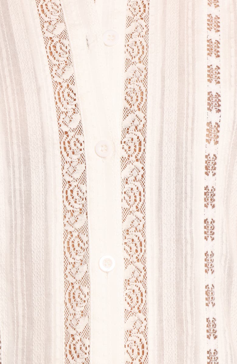 Petal & Pup Nea Lace Detail Front Button Shirt, Alternate, color, White