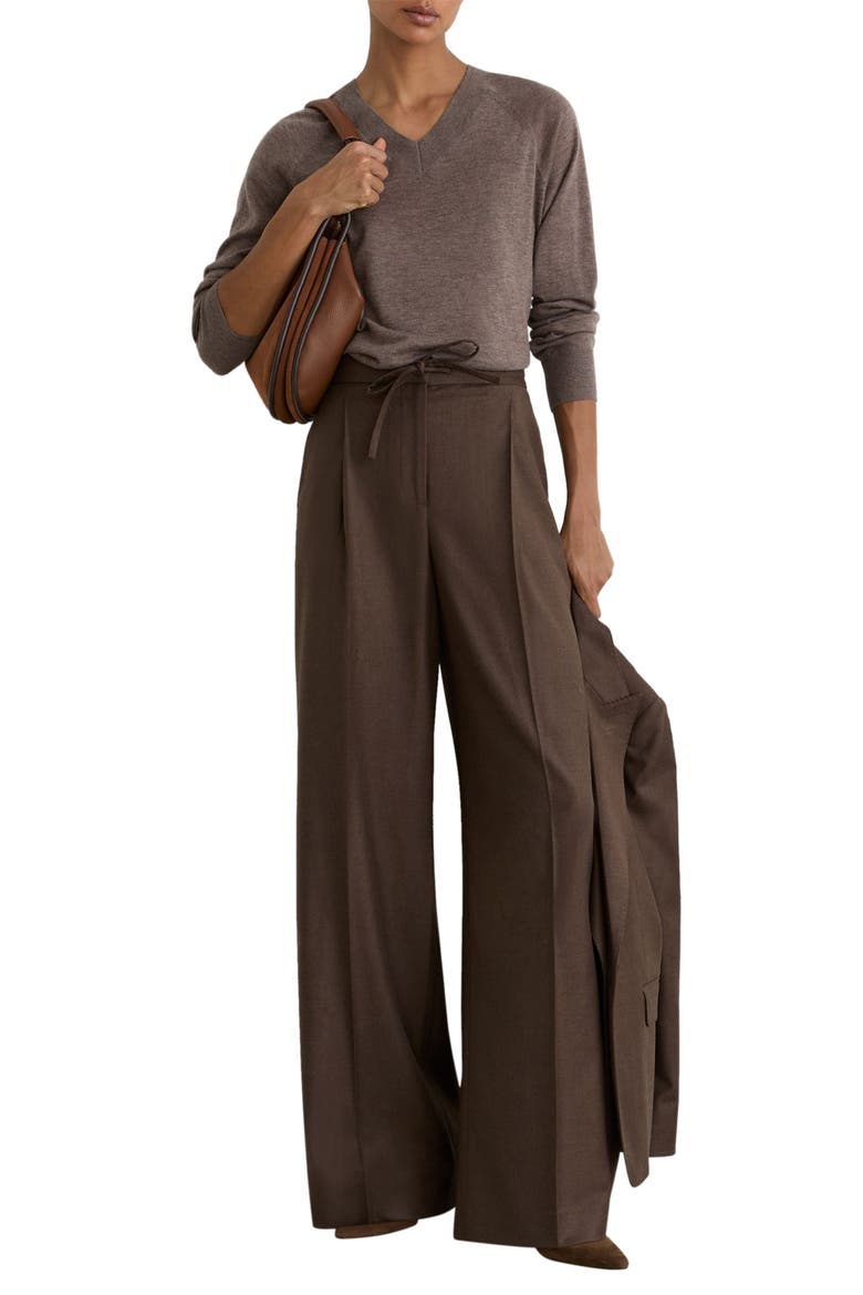 Derby Wide Leg Drawstring Trousers, Alternate, color, MOCHA BROWN
