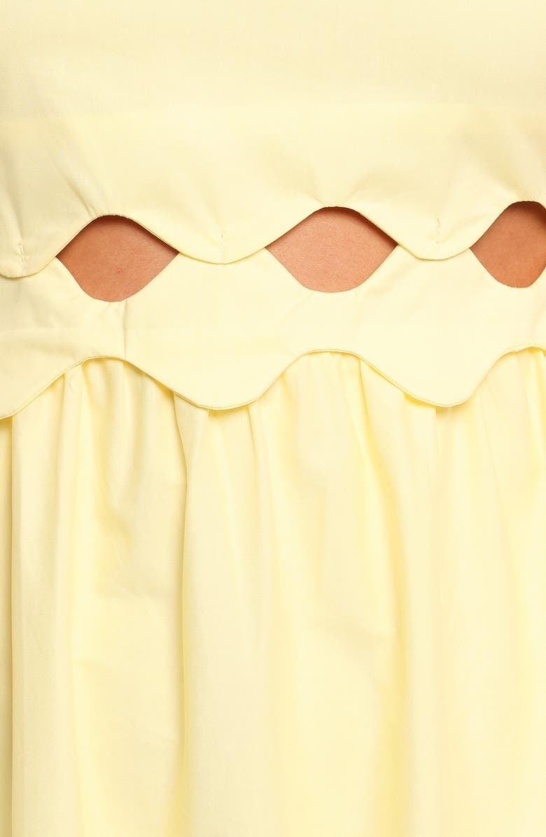 Petal & Pup Dixie Scalloped Cutout Cotton Maxi Dress, Alternate, color, Yellow