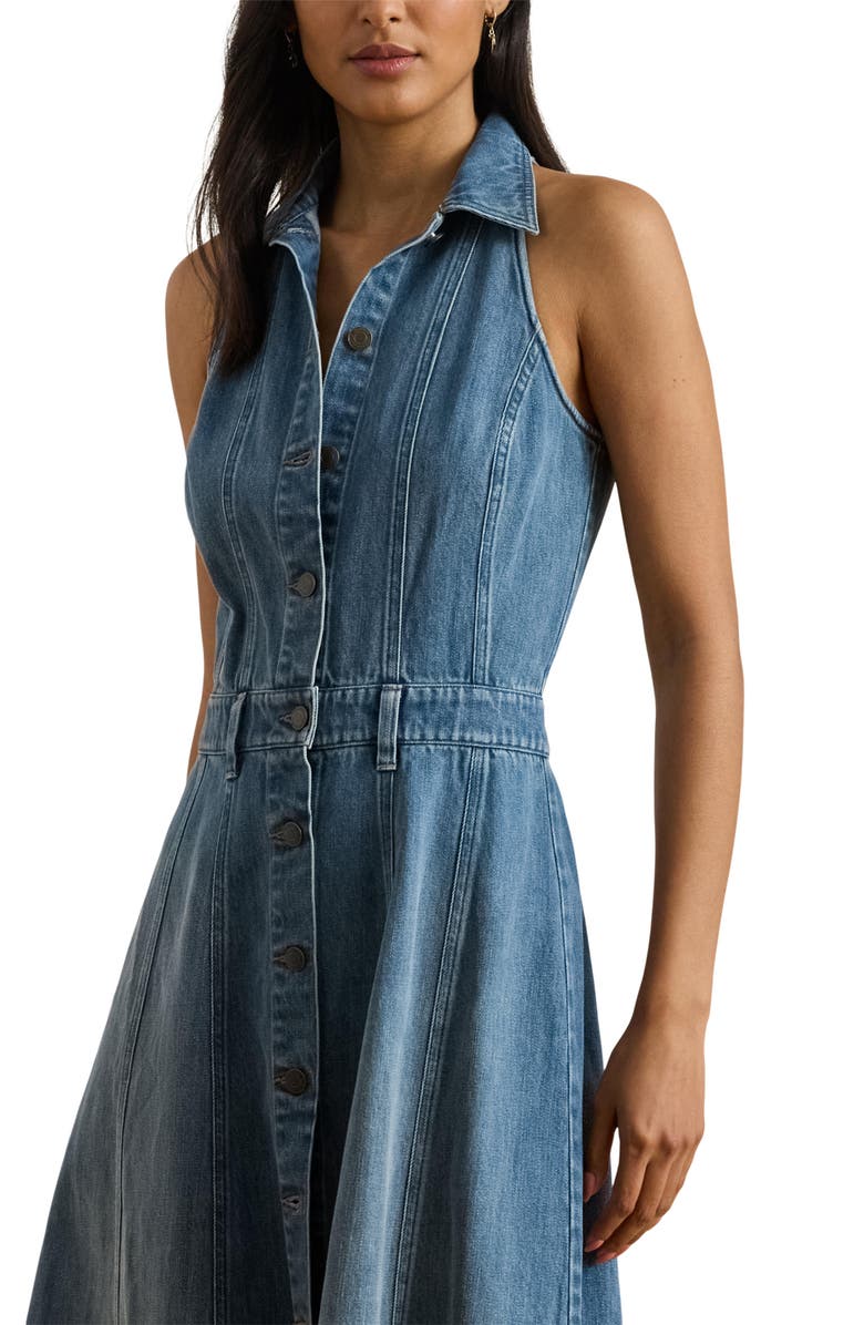 Lauren Ralph Lauren Caluna Denim Button Front Midi Dress, Alternate, color, Galvin Wash
